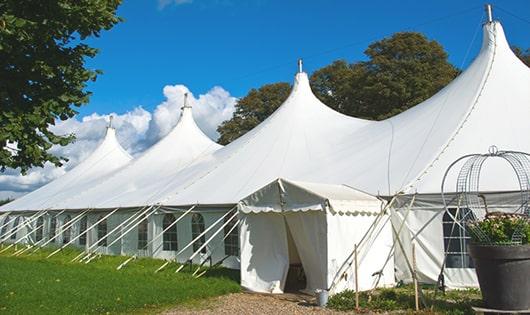 high-quality portable toilets stationed at a wedding, meeting the needs of guests throughout the outdoor reception in Alexandria VA